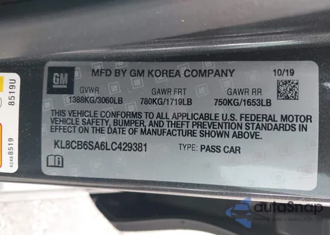 2020 Chevrolet Spark Ls z USA, uszkodzony, nr VIN KL8CB6SA6LC429381